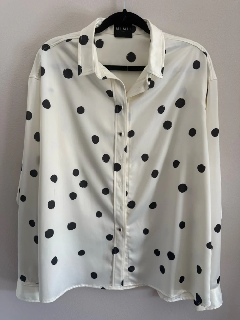MIMI Women's Black and White/Ivory Polka Dot Button-Up Shirt And Pants Set - Picture 3 of 9